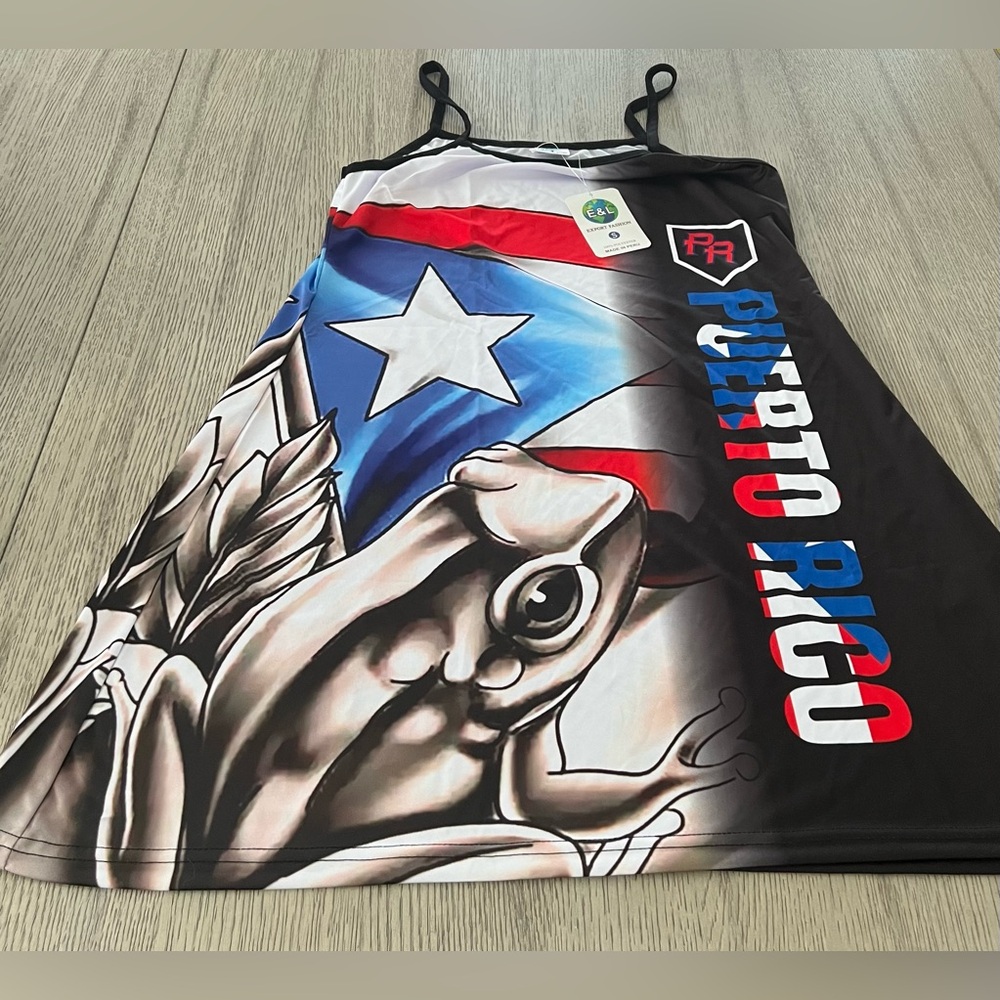 Puerto Rico Flag Frog Graphic Tank Dress